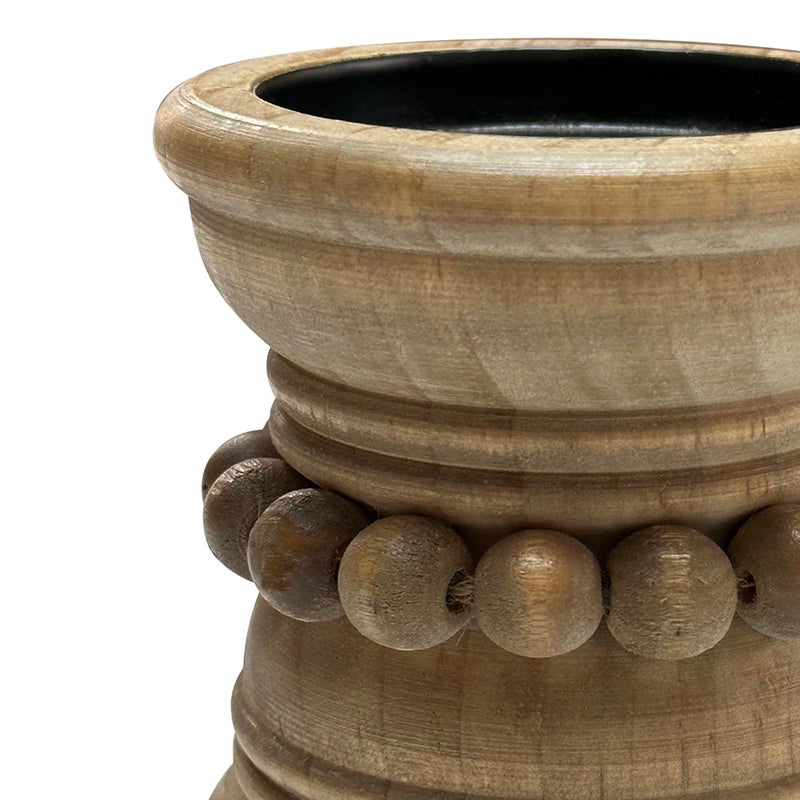 dwellington Farmhouse Rustic Wood Pillar Candle Holder for Pillar Candles  Decorative Beaded Candlestick Holder Stand for Home D?cor  Gifts  Wedding (Natural) - Image 3